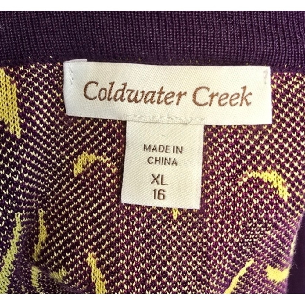 Coldwater Creek Purple Floral Silk Blend Cardigan Sweater Size 16 / XL - Picture 5 of 5
